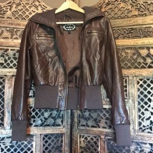 Brown Faux Leather Jacket